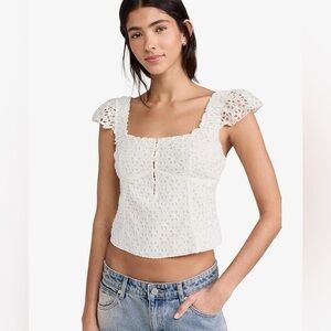 Free People Alma White Eyelet Lace Women's Top NWT medium
